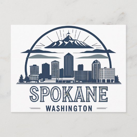 Spokane Washington DC Silhouet Briefkaart (Voorkant)