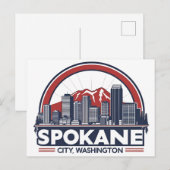 Spokane Washington DC Silhouet Briefkaart (Voorkant / Achterkant)
