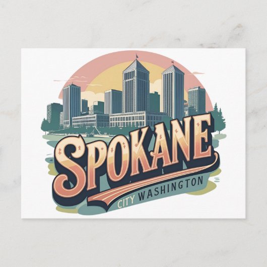 Spokane Washington DC Silhouet Briefkaart (Voorkant)