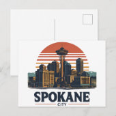 Spokane Washington DC Silhouet Briefkaart (Voorkant / Achterkant)