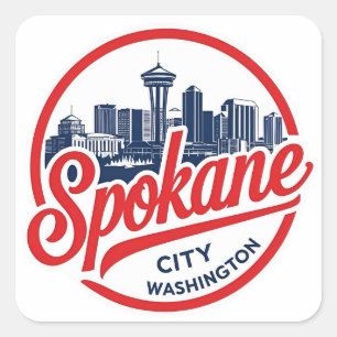 Spokane Washington DC Silhouet Vierkante Sticker