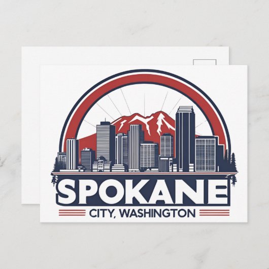Spokane Washington DC Skyline Briefkaart (Voorkant / Achterkant)