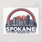 Spokane Washington DC Skyline Briefkaart (Voorkant)
