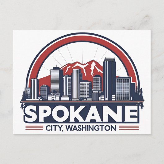 Spokane Washington DC Skyline Briefkaart (Voorkant)