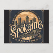 Spokane Washington DC Skyline Briefkaart (Voorkant)