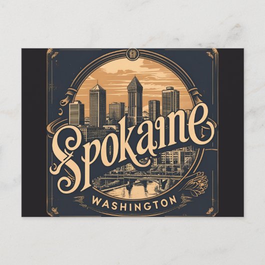 Spokane Washington DC Skyline Briefkaart (Voorkant)