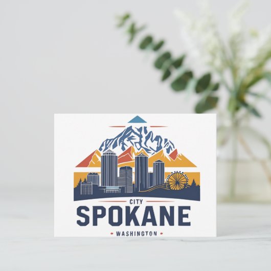 Spokane Washington DC Skyline Briefkaart (Staand voorkant)