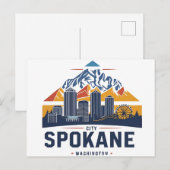 Spokane Washington DC Skyline Briefkaart (Voorkant / Achterkant)