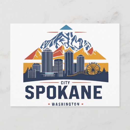 Spokane Washington DC Skyline Briefkaart (Voorkant)
