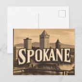 Spokane Washington DC vintage Silhouet Briefkaart (Voorkant / Achterkant)