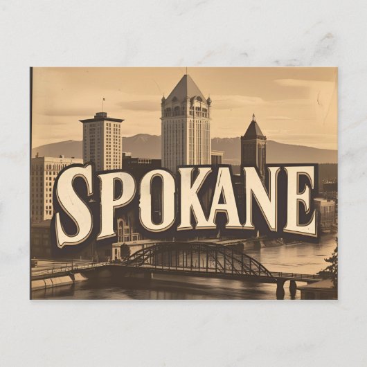 Spokane Washington DC vintage Silhouet Briefkaart (Voorkant)