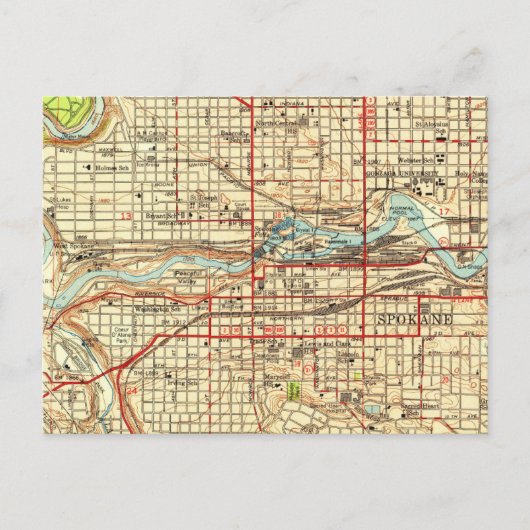 Spokane Washington Gonzaga  kaart (Voorkant)