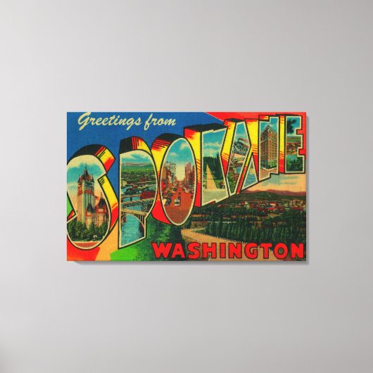 Spokane, Washington - Grote letterscènes 2 Canvas Afdruk (Voorkant)