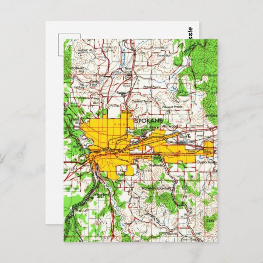 Spokane Washington  kaart (Voorkant / Achterkant)