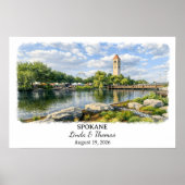 Spokane Washington Poster, Aquarel, Op Maat Poster (Voorkant)