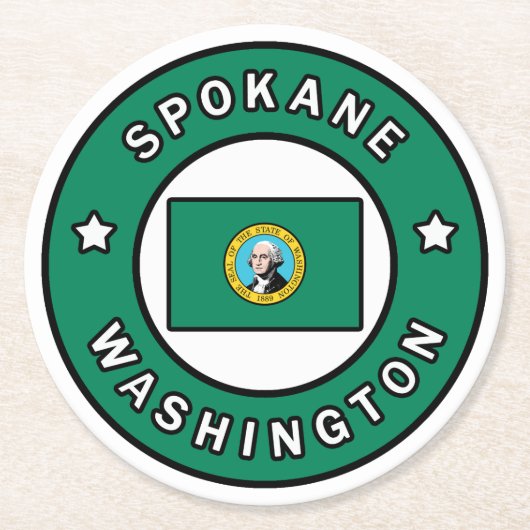 Spokane Washington Ronde Kartonnen Onderzetter (Voorkant)