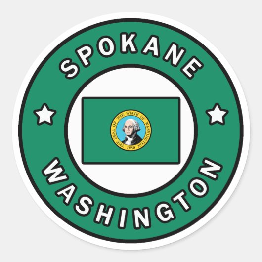 Spokane Washington Ronde Sticker (Voorkant)