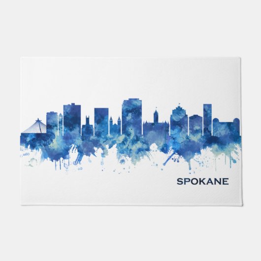 Spokane Washington Skyline Blue Deurmat (Voorkant)