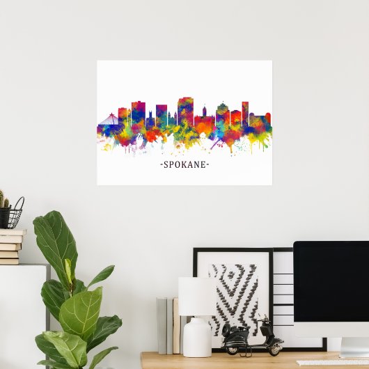Spokane Washington Skyline Poster (Thuiskantoor)