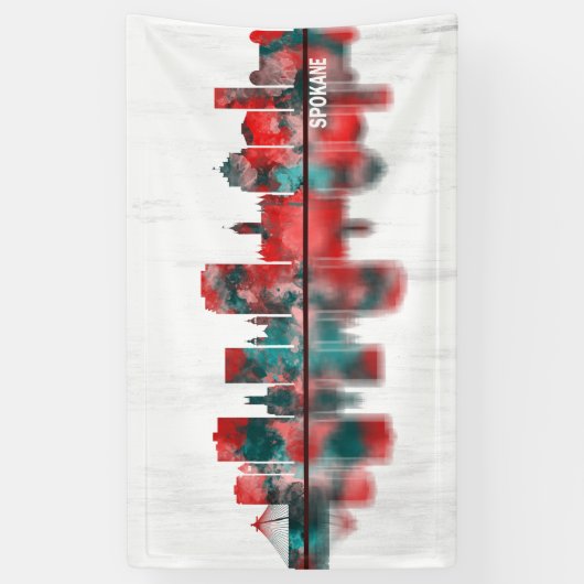 Spokane Washington Skyline Spandoek (Verticaal)