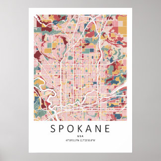 Spokane Washington Stadsplattegrond Poster | Moder