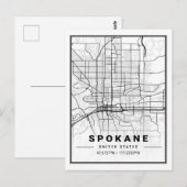 Spokane Washington USA Travel City Map Briefkaart (Voorkant / Achterkant)