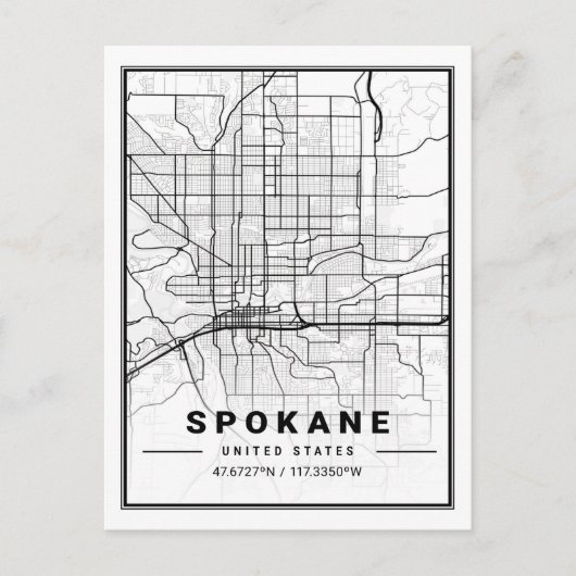 Spokane Washington USA Travel City Map Briefkaart (Voorkant)