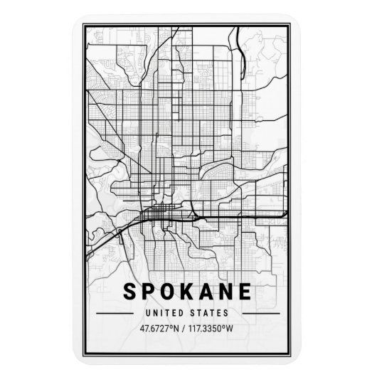 Spokane Washington USA Travel City Map Magneet (Verticaal)