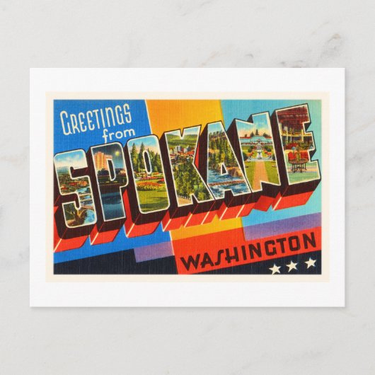 Spokane Washington WA Old Vintage Travel Souvenir Briefkaart (Voorkant)