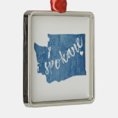 Spokane Washington Wood Grain Metalen Ornament (Rechts)