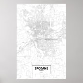 Spokane, Washington (zwart op wit) Poster (Voorkant)