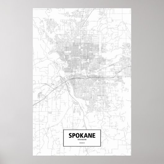 Spokane, Washington (zwart op wit) Poster (Voorkant)