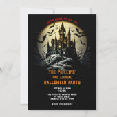 Spoken Castle op Begraafplaatsheuvel Halloweenfees Kaart (Voorkant)