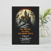 Spoken Castle op Begraafplaatsheuvel Halloweenfees Kaart (Staand voorkant)