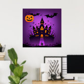 Spoken Castle Pompoenen Vleermuizen Halloween Poster (Thuiskantoor)