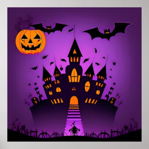Spoken Castle Pompoenen Vleermuizen Halloween Poster