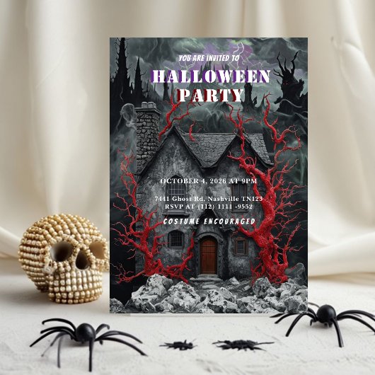 Spoken Cottage Halloween Feest Uitnodiging Gotisch