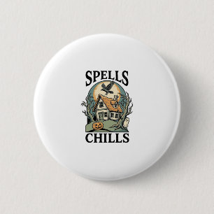 Spoken Cottage Halloween T-shirt voor griezelig se Ronde Button 5,7 Cm