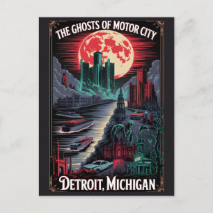 Spoken Detroit, Michigan vintage horror reis Briefkaart