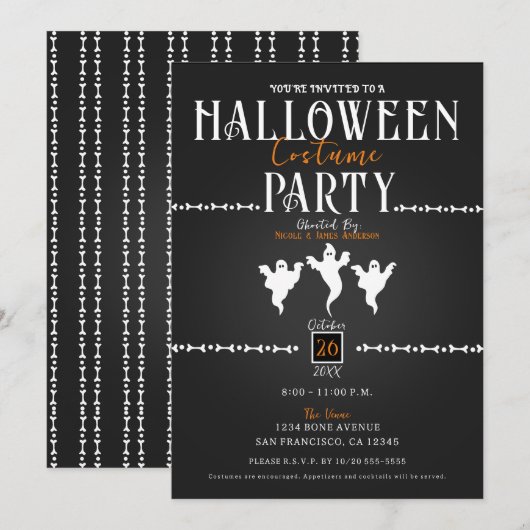 Spoken en botten Halloween verkleedfeest Kaart (Voorkant / Achterkant)