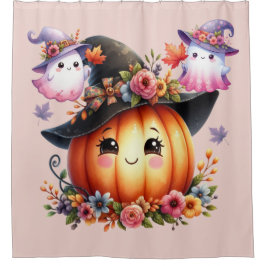 Spoken en Pompoen Halloween Ontwerp Douchegordijn