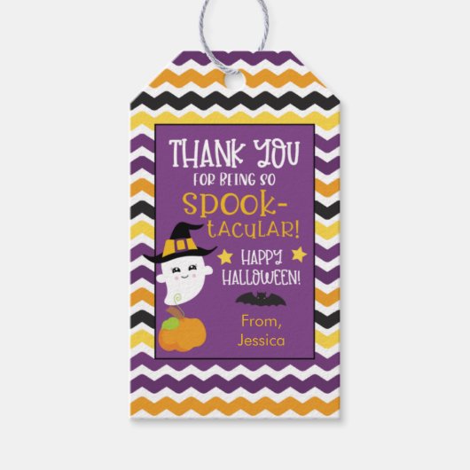 Spoken en Pompoen Kinderen Halloween Cadeaulabel (Voorkant)