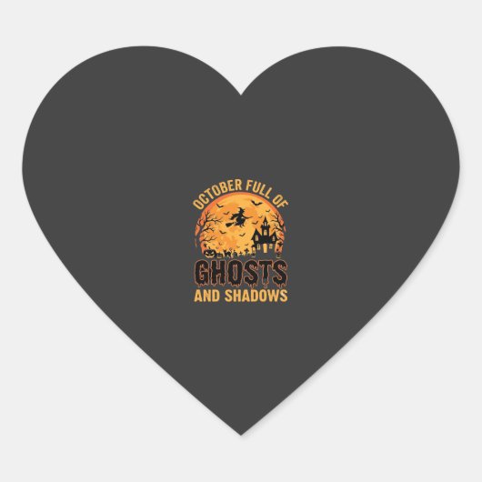 Spoken en Schaduwen Halloween Maan Ontwerp Hart Sticker (Voorkant)