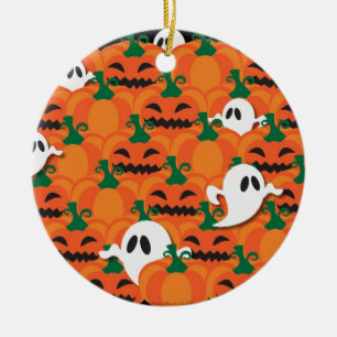 Spoken Halloween Pompoenveld Geesten Keramisch Ornament
