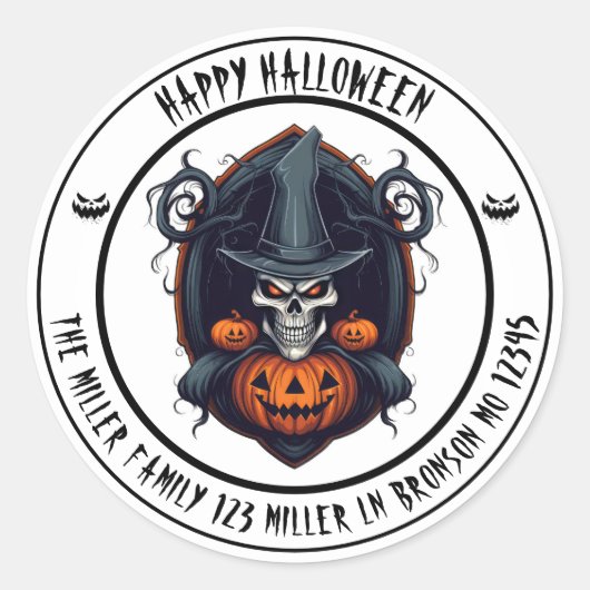 Spoken Hoed & Holle Grimas Halloween Envelopzegel Ronde Sticker (Voorkant)