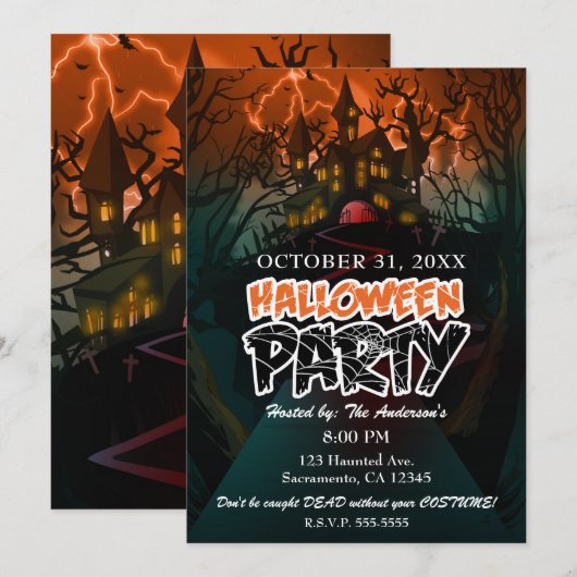 Spoken Huis Begraafplaats Halloween Feest Kaart (Voorkant / Achterkant)