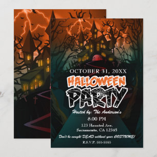 Spoken Huis Begraafplaats Halloween Feest Kaart
