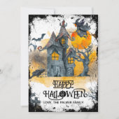 Spoken huis Gelukkig Halloween Feestdagenkaart (Voorkant)