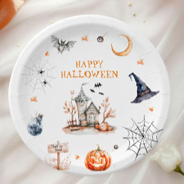 Spoken Huis Gelukkig Halloween Papieren Bordje