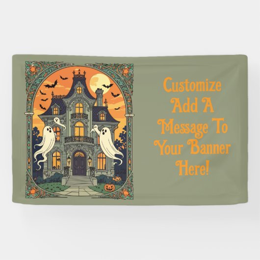 Spoken Huis - Griezelige Halve Maan Spandoek (Horizontaal)